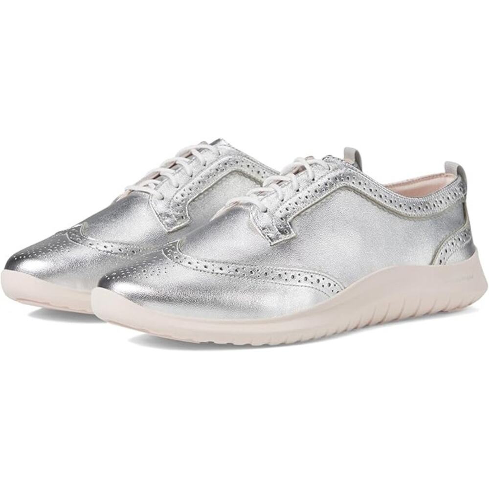 NWT Cole Haan Women's Metallic Leather Oxfords-Silver-Size 7